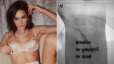 Bruna Marquezine mostra nova tatuagem em inglês com erro de grafia e apaga post