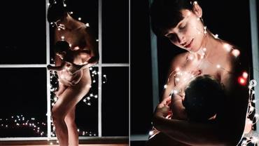 Débora Nascimento posa nua com a filha em meio a luzes de Natal: "Iluminadas"
