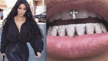 Kim Kardashian exibe acessório de diamante nos dentes e divide opiniões de fãs: ''Assustador''