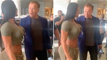 Gracyanne Barbosa impressiona Arnold Schwarzenegger e ganha elogio: "Nice shape"