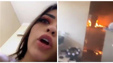MC Mirella filma apartamento em chamas, sofre queimaduras e vai parar em hospital