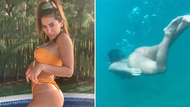 De biquíni, Anitta dá mergulho em mar e aproveita dia de sol