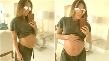 Prestes a dar à luz, Claudia Leitte usa roupas do marido para acomodar barrigão