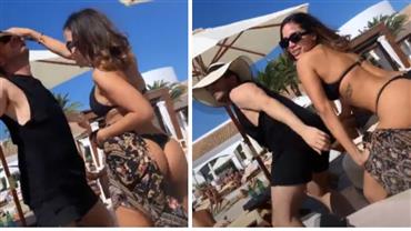 De biquíni, Anitta rebola com hairstylist à beira de piscina de hotel em Ibiza