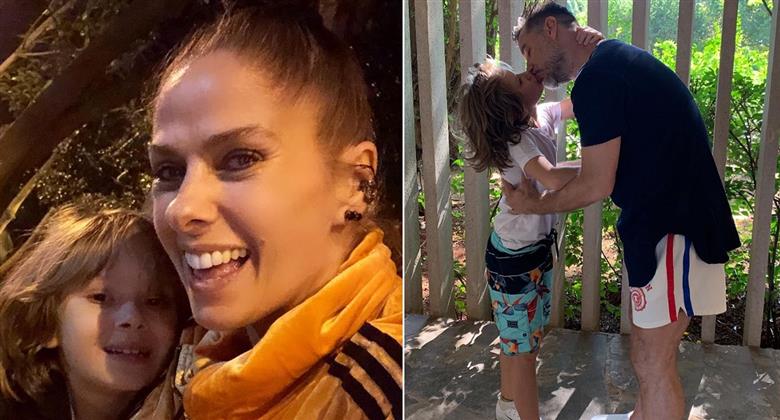 Adriane Galisteu rebate críticas após postar beijo de pai e filho