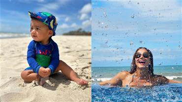 Viviane Araújo mostra primeira vez do filho na praia: "Sequência de gostosura"