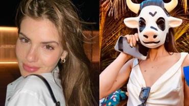 Camila Queiroz reage ao saber que Nicole Bahls nomeou vaca com seu nome