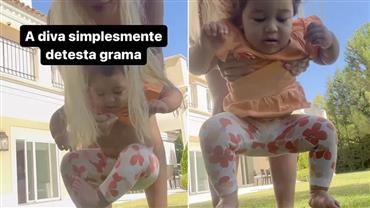 Karoline Lima anima internautas com reflexos da filha ao pisar na grama: "A diva simplesmente detesta grama"