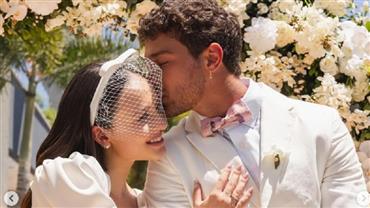 Sogra de Larissa Manoela celebra casamento da atriz com André Luiz Frambach: 'Lindos! Muita luz!'