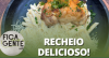 Penne com sobrecoxa recheada