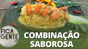Risoto de camarão com abacaxi
