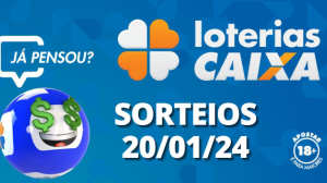 Loterias CAIXA: +Milionária, Quina, Mega Sena e mais 20/01/2024