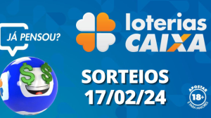 Loterias CAIXA: +Milionária, Mega-Sena, Quina e mais 17/02/2024