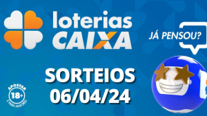 Loterias CAIXA: +Milionária, Mega-Sena, Quina e mais 06/04/2024