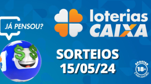 Loterias CAIXA: +Milionária, Quina, Lotofácil e mais 15/05/2024