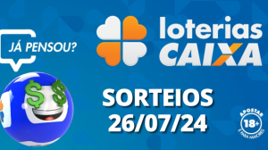 Loterias CAIXA: Quina, Lotofácil, Super Sete e mais 26/07/2024