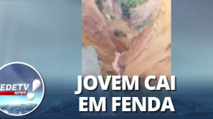 Jovem é resgatada com vida após cair em fenda de 80 metros