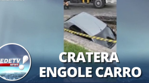 Cratera engole carro em avenida na zona leste de São Paulo