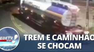 Trem e caminhão-tanque se chocam no interior do Paraná