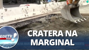 Cratera na Marginal Tietê reaparece um mês após conserto
