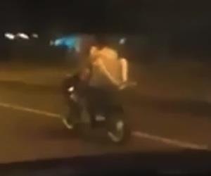 Vdeo mostra casal fazendo sexo em cima de moto em movimento
