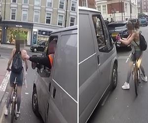 Assediada no trnsito, ciclista reage e quebra retrovisor de van