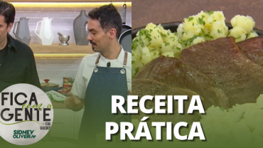 Contrafilé e arroz cremoso com palmito e salada cítrica | Fica com a Gente